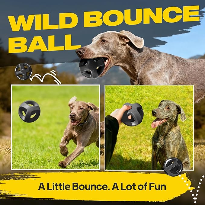 Fida Natural Rubber Dog Balls for Aggressive Chewers, Durable Dog Chew Toys for Large Dogs, Interactive Fetch & Tug of War Toys for Medium Large Breed Non-Toxic Dish Washable,4.5 * 4.5"