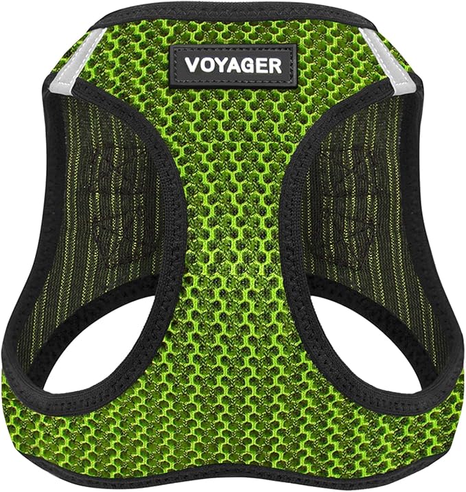 Best Pet Supplies Voyager Step-in Air Harness - All Weather Mesh, Reflective, No Pull Harness for Dogs, Cats - Secure with Hook & Loop Fastener, Buckle, Double D-Rings - Lime Green 2-Tone, L