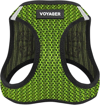 Best Pet Supplies Voyager Step-in Air Harness - All Weather Mesh, Reflective, No Pull Harness for Dogs, Cats - Secure with Hook & Loop Fastener, Buckle, Double D-Rings - Lime Green 2-Tone, L