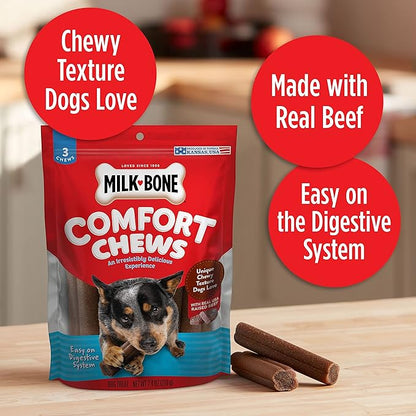 Milk-Bone Comfort Chews, Dog Treats with Unique Chewy Texture and Real Beef, 16 Chews