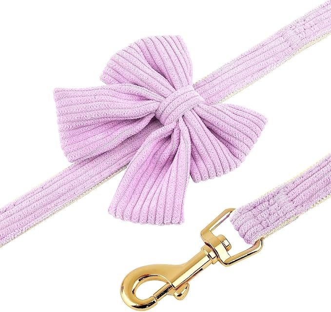 Didog Cute Small Dog Harness Collar and Leash Set with Bowtie, Breathable Soft Mesh Padded Puppy Harness, Dog Harness for Small Dogs Daily Walks Parties, Holiday Gatherings & Gifts, Purple, S