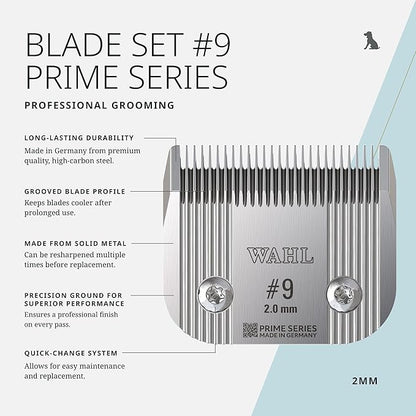 Wahl Pro Animal Prime Series Blades - Professional Fine Tooth Pet Clipper for Horse, Cat & Dog Grooming - Made from High-Carbon Steel - #9, 2.0mm