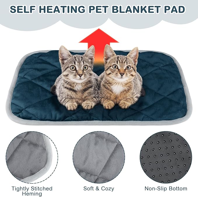 Clysee 8 Pack Self Heating Cat Mat Self Warming Cat Bed Extra Warm Thermal Pet Bed Mat Reflects Body Heat Washable Dog Crate Pad for Indoor Outdoor Pets(Gray, Blue,16 x 20 Inch)