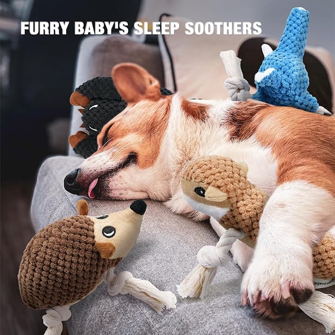 LEGEND SANDY Squeaky Plush Dog Toy Pack for Puppy, Small Stuffed Puppy Chew Toys 12 Dog Toys Bulk with Squeakers, Cute Soft Pet Toy for Small Medium Size Dogs (5 Pack)