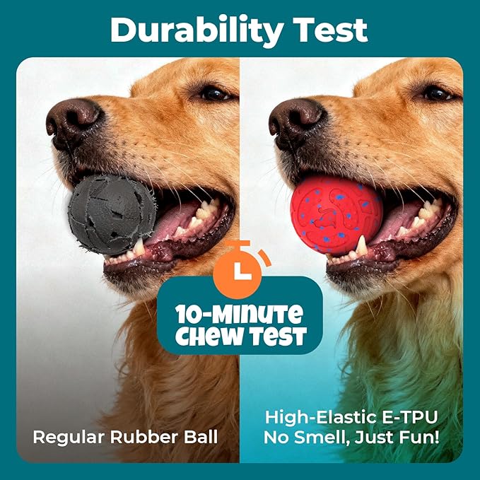 Smart Interactive Dog Toy Ball – Automatic Moving, Bouncing & Rolling, 3 Modes, Chew-Proof E-TPU Shell, Waterproof, Rechargeable,Dog Ball for Medium and Large Dogs, Red