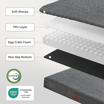 Bedsure Giant Dog Bed for Jumbo Dogs - 53" x 36" Flat Pet Beds with Removable Washable Cover, Orthopedic Egg Crate Foam Mat for Long-Bodied Pets Up to 120 lbs