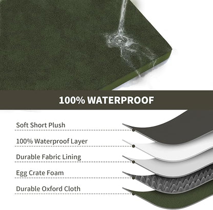 Tail Stories Orthopedic Dog Bed for Extra Large Dogs, XL Comfort Pet Mat for Large Sized Dog 44x32 Inch, Egg Crate Foam with Removable Washable Oxford Cover, Olive Green