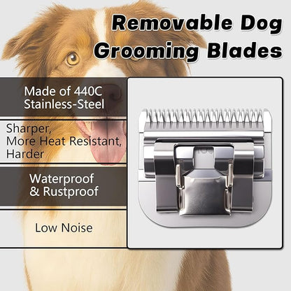 3 Pack 10# Removable Dog Grooming Blades, Made of Carbonized Steel, Suitable for Andis/Oster A5/Wahl KM Series, Cutting Length 1/16" (1.5 mm)