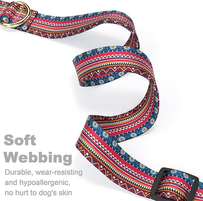 Rnivvi Dog Collar for Small Dogs, Cute Boho Heavy Duty Adjustable Puppy Collar with Quick Release Buckle for Girl & Female, Pet Accessories for Walking Running, S Length 3/4" Width, Geometric
