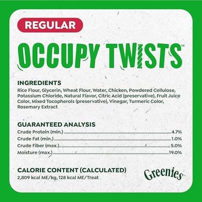 Greenies Occupy Twists Natural Dog Treats Regular Breed Size Chicken Flavor, 8.65 oz. Pack, 6 Count