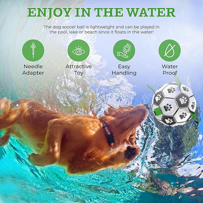 Dog Toys (8 Inch) Large World Cup Soccer Ball with Straps, Iterative Dog Toys for Tug of War, Yard Game, Dog Water Toy, Puppy Birthday Gifts, Durable Indoor & Outdoor Dog Balls for Small & Medium Dogs