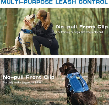 Dog Harness for Large Dogs Heavy Duty, No Pull Tactical Dog Harness with Molle System, Easy On and Off Service Dog Vest, Breathable Padded, Adjustable Reflective Pet Vest for Walking Hiking Training
