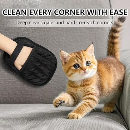 XXJXXJ Upgraded Pet Hair Removal Gloves for Cats & Dogs, Five-Finger Electrostatic Reusable Magic Brush for Effortless Pet Hair Remover Tool on Carpet, Clothing, Laundry, Couch, Car Seat (Black)