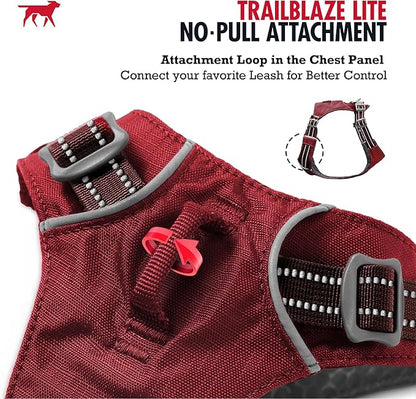Tuff Pupper All-Day Wear Dog Harness | for Walking, Trail Running, Hiking | Front & Back Leash Clips | Reflective Trim | Easy On/Off Buckles | Lightweight Breathable | No Pull Design (XS, Red)