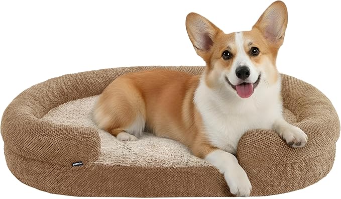 Miorun Washable Dog Bed for Small and Medium Dogs, Soft Pet Bed with Removable Cozy Fabric Covers, Stylish Calming Dog Couch for Better Sleep Crate and Travel Friendly,