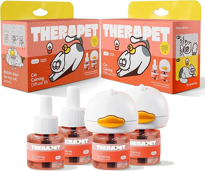 TherapetMD 2-Pack 120-Days Cat Calming Diffuser Kits - Dual-Pheromone Cat Diffusers for Stress, Pee Spraying, Fighting, Excessive Meowing & Scratching – Includes 2 Diffusers + 120-Days Refills