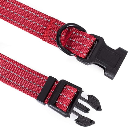 Mile High Life Dog Collar | Nylon Reflective Dog Collars | Light Weight Puppy Collars | Red Dog Collars for Medium Dogs (Solid Red, Medium)