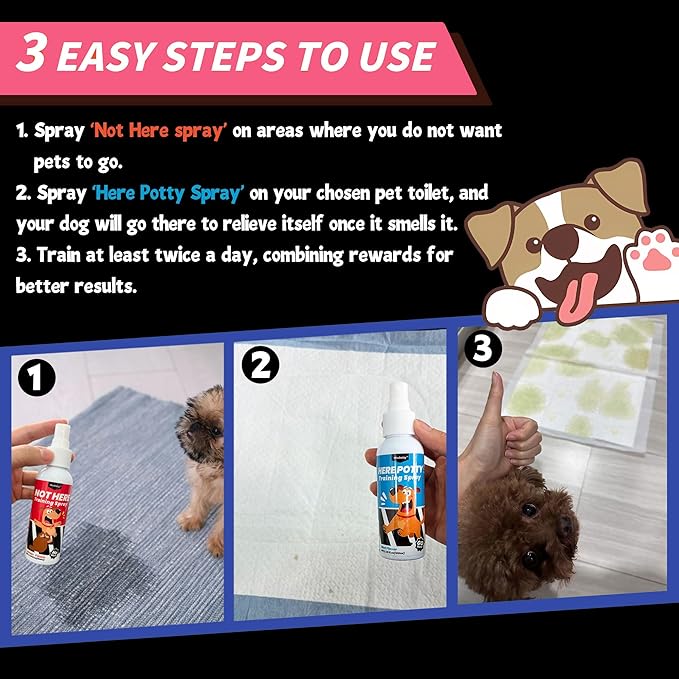 Mesboizy Dog Pee Spray Set, Includes Here Potty & Not Here Training Spray, Puppy Pee Spray, Helps Dogs Develop Proper Potty Habitss (3.38 fl oz Each)