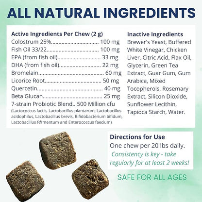 Under the Weather Allergy & Itch Pet Allergy Chews for Dogs | Vet Formulated Skin Support for Canines | Soothing Dog Allergies and Itching Relief Supplement | 60 Count