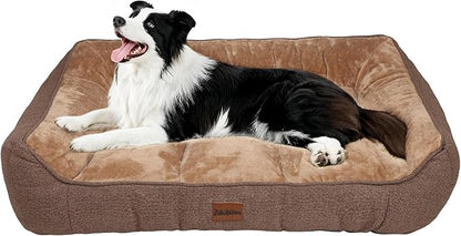 ZAKAPAWS Orthopedic Dog Bed for Large Dogs - Extra Thick Supportive Dog Couch Bed, Pet Beds Sofa with Waterproof Washable Cover & Non-Slip Bottom, Brown, 38x28 Inch