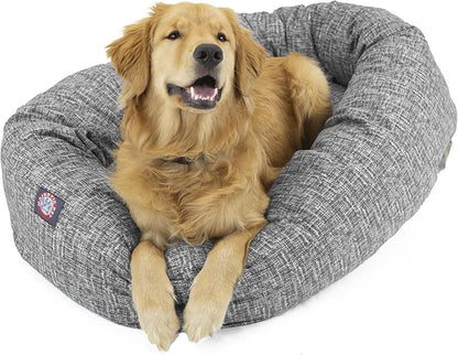 Majestic Pet 52 Inch Bagel Calming Dog Bed Washable – Cozy Soft Round Dog Bed Spine Support for Dogs to Rest Their Head - Fluffy Donut Puppy Mat 52x35x11 (Inch) X-Large – Lt. Black