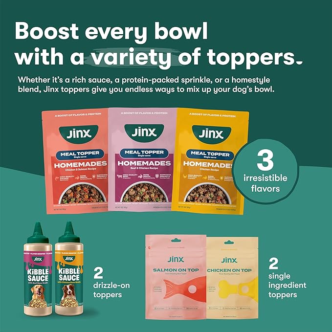 Jinx Beef & Chicken Wet Dog Food Pouches, Meal or Dog Food Topper Mix-in, Made with Real Beef & Chicken, Bone Broth, No Fillers - Puppy, Adult, Senior, 3oz, 8 Pack