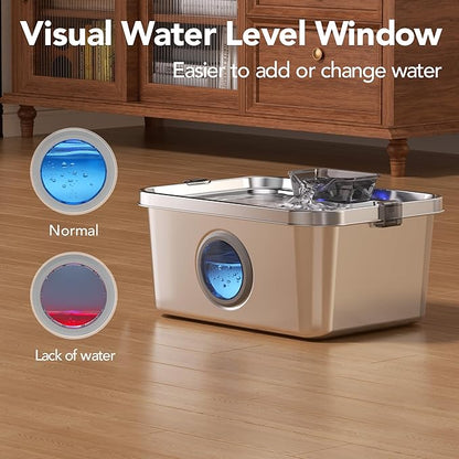PETIMI Dog Water Fountain, 3 Gallons Stainless Steel Dog & Cat Water Fountain, Large Pet Water Fountain for Multiple Pets, Ultra Silent, Wide Mouth, Safety Lock, 3 Filters Included, Smart Water Pump