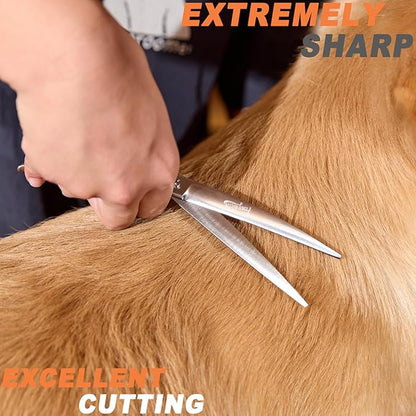 High-end Professional Dog Grooming Curved Scissors Pet Curved Shears 7.5 Inches Extremely Very Sharp Made Of Stainless Steel Alloy By Hand For Dog Cat Groomer