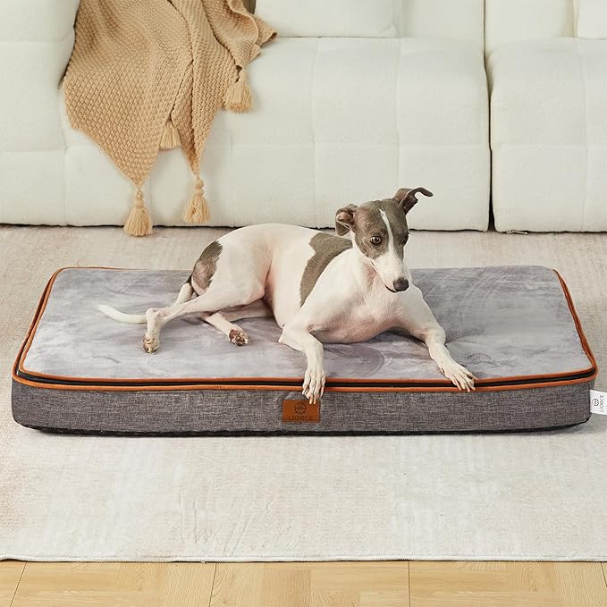 LIORCE Memory Foam Large Dog Bed - 4” Thick Orthopedic Beds for Large Dogs - Waterproof Dog Bed with Removable Washable Cover & Wrap-Around Zipper - Ultimate Comfort and Easy Maintenance
