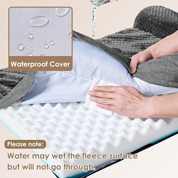 EHEYCIGA Large Dog Bed Memory Foam for Crate, Orthopedic Dog Bed Large Size Dogs with Washable Removable Cover, Waterproof Pet Sofa Couch with Nonskid Bottom, 35x22x6, Dark Grey