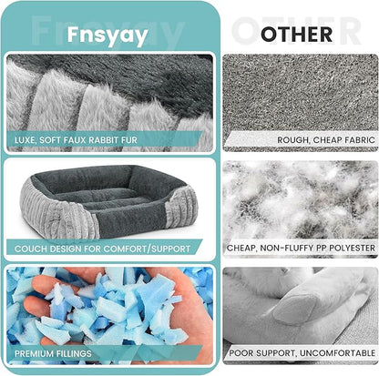 Dog Beds for Extra Large Dogs 39x32 Inch, Comfort-Sided Orthopedic XL Dog Bed Couch with Breathable Shredded Memory Foam, Faux Rabbit Fur Pet Bed, Non-Detachable, Non-Slip, Machine Washable
