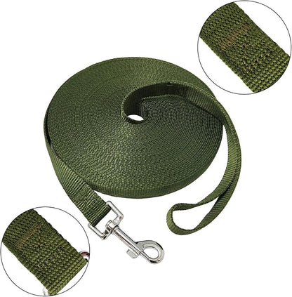 Nylon Training Dog Leash for Small Medium Large Dogs, 15ft 20ft 30ft 50ft Long Leash Dog/Puppy Lead for Obedience Recall Training, Camping (50ft, Green)
