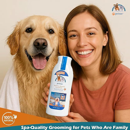 Petsus Oatmeal Dog & Cat Shampoo and Conditioner – Hypoallergenic Wash for Sensitive & Itchy Skin – Natural Detangler and Deshedding Formula with Aloe Vera & Tea Tree Oil – 15 fl oz