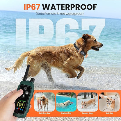 VUMXPE Dog Shock Collar - 4000FT Remote Training Collar with 4 Modes & LED Lights, IP67 Waterproof, Rechargeable E Collar for Small to Large Dogs (8-150 Lbs), Green