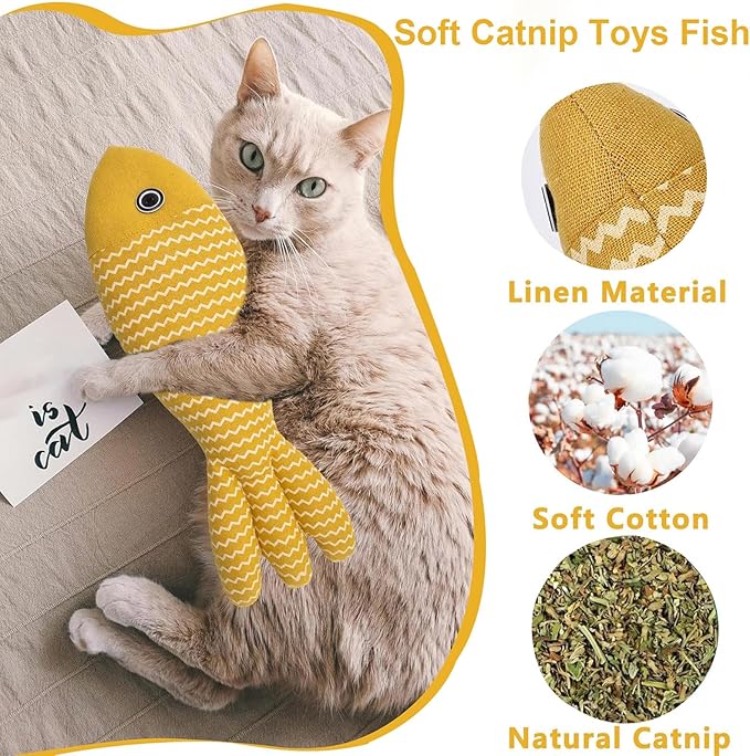 LNOVANT 6-Pack Interactive Cat Toys for Indoor Cats, Catnip Toys, Includes Silvervine Sticks for Kitten Teething and Dental Play - Fun Cat