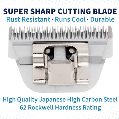 Detachable A Series Wide 10f Blade Dog Grooming Cut Length 3/32" /1.5mm Japanese Carbonized Steel Wide Dog Clipper Wide Dog Grooming Blade Compatible A5 Series Clippers for Dogs(10FW)