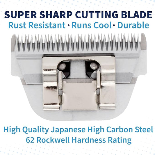 Detachable A Series Wide 9f Blade for Dog Grooming Cut Length 5/64" - 2.0mm Japanese Carbonized Steel Wide Blades for Dog Grooming Compatible A5 Series Clippers for Dogs Cat(9FW)