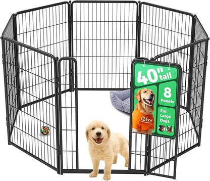 FXW Homeplus Unleashed Indoor Dog Playpen - Stress-Free and Safe Play, Heavy Duty 40 Inch 8 Panels Dog Pen for Medium and Large Dogs, Black│Patented