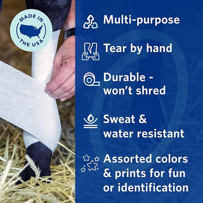 PowerFlex Equine – Extra Strong Self-Adhering Bandage Wrap – Wound Care, Compression & Support Bandage for Horses, Cows & Dogs – Woodland Camo, 4 inch, 4 Rolls (Resealable Case)