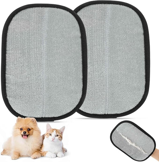 GLIDESMOOTH Pet Hair Remover Gloves, Advanced Static-Adhesive Pet Hair Removal Gloves, Reusable Cat Dog Hair Remover Mitt, Pet Grooming Glove for Shedding, 2 PCS