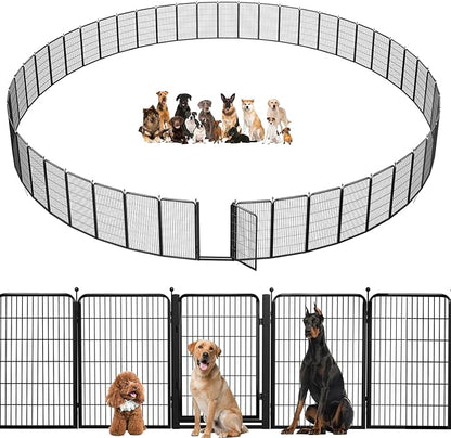 Jhsomdr Dog Playpen Outdoor, 40 inch 36 Panels Dog Fence with Extra Wide Gate No-Tripped Pet Playpen Rustproof Dog Pen Indoor Puppy Playpen for Temporary Containment Portable Pet Fence for RV Camping