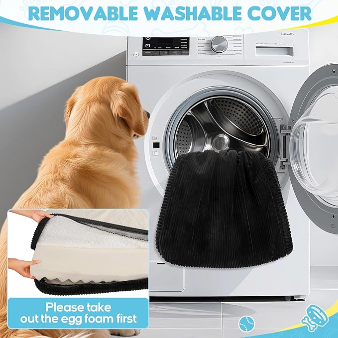 Dog Car Bed, Non-Slip Backseat Extender Pet Mat, Removable Washable Dog Bed for SUVs, Sedans & Trucks, Anti-Slip Travel Bed for Dogs, Easy Clean & Scratch-Proof & Comfort (Black, 56"Lx28.7"W×2"H)