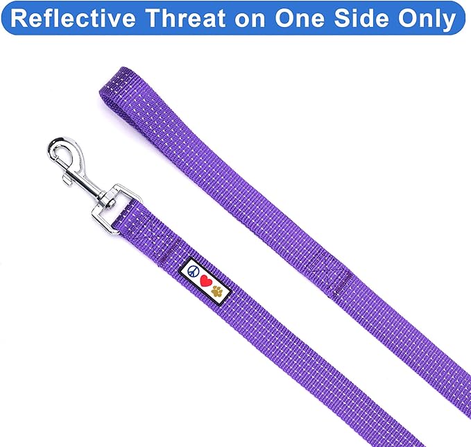 Pawtitas Purple Dog Leash 6 ft M/L Reflective Durable Lightweight Dog Lead for Medium or Large Dogs and Puppies