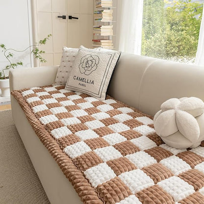 HOMEREFROM Couch Cover for Dogs Washable, Fuzzy Pet Cover for Sofa, Covers for 3 Cushion Couch Pet-Friendly, Non Slip Dog Bed Mat Dog Blanket (DarkCoffee, 27.6x70.9 inch)