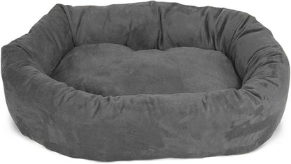 Majestic Pet 32 Inch Suede Calming Dog Bed Washable 32x23x7 (Inch) – Cozy Soft Round Donut Dog Bed with Spine Support for Dogs to Rest Their Head - Pet Bed Medium – Gray