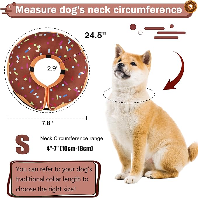 Recovery Donut Collar for Dogs & Cat,Inflatable Dog Cone Collar Alternative After Surgery,Soft Dog Cone for Large Medium Small Pet, Adjustable Pet Neck Donut(Brown,Small)