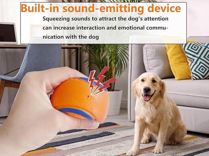 FCCUM Dog Toy Ball,Rubber Sound-Producing Toy Ball, with a Groove Design That is Resistant to Bites, Has a High Bounce, Dog Training Interactive Pet Toy, Relieving Pet Anxiety,Pack of 2