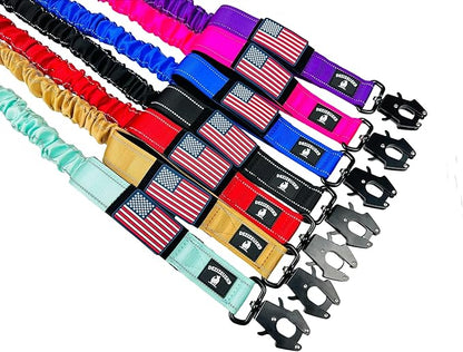 Heavy Duty Bungee Dog Leash - Shock Absorbing, Seat Belt Clip, Quick Release Frog Clasp, Double Padded Handles, for Large and Medium Dogs, Durable for Training, Walking, Car Safety, Outdoor Adventure