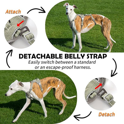 Huntboo Escape Proof Dog Harness – No Pull, No Slip, Fully Reflective, Adjustable 7-Point Design for Small, Medium, and Large Dogs – Lightweight for Outdoor Training & Hiking (Army Green, S)