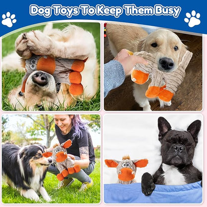 Squeaky Dog Toys, Tough Chew Toys for Dogs, Crinkle Interactive Squeaky Stuffed Dog Toy for Small Medium Large Breeds, Plush Dog Toy to Keep Them Busy, Pet Toys for Dogs